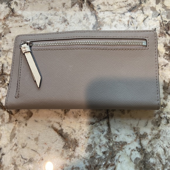 Kate Spade Saffiano Leather Continental Long Wallet White Gray Bifold - Picture 3 of 5